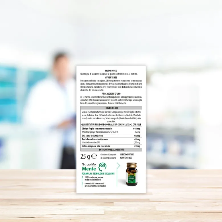 Aboca Natura Mix Mente integratore per affaticamento mentale 50 capsule