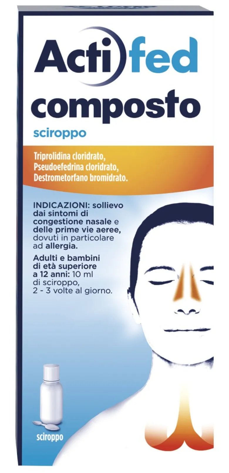 Actifed Composto 100 ml Sciroppo per Tosse Congestione Nasale e Allergia