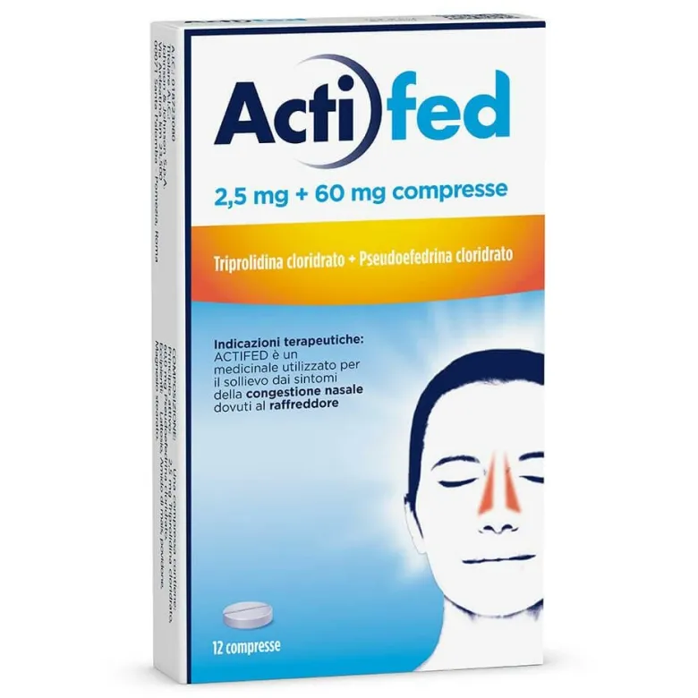 Actifed 2,5 mg 12 Compresse Congestione Nasale e Raffreddore