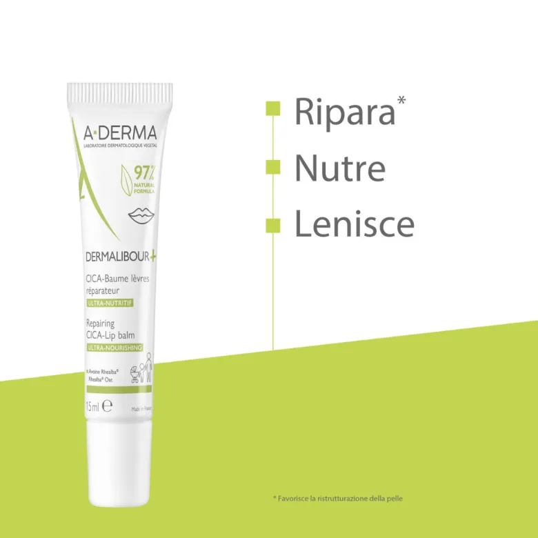 A-Derma Dermalibour+ Cica balsamo labbra ristrutturante 15ml