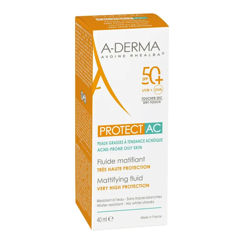 A-Derma Protect AC Fluido opacizzante protezione solare viso molto alta SPF50+ 40ml