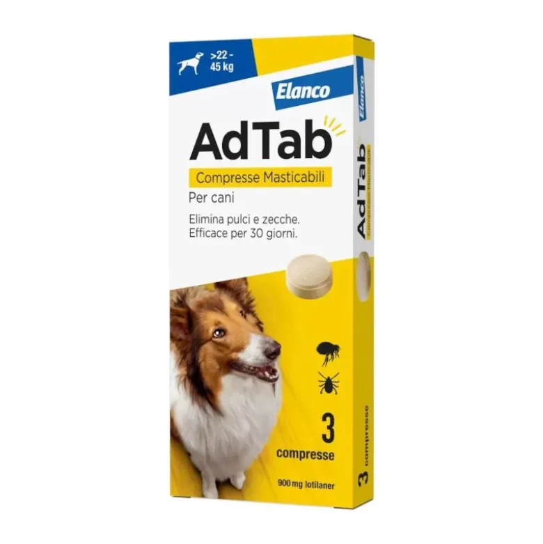 Adtab Per Cani Da 22 A 45kg 3 Compresse Masticabili 900mg