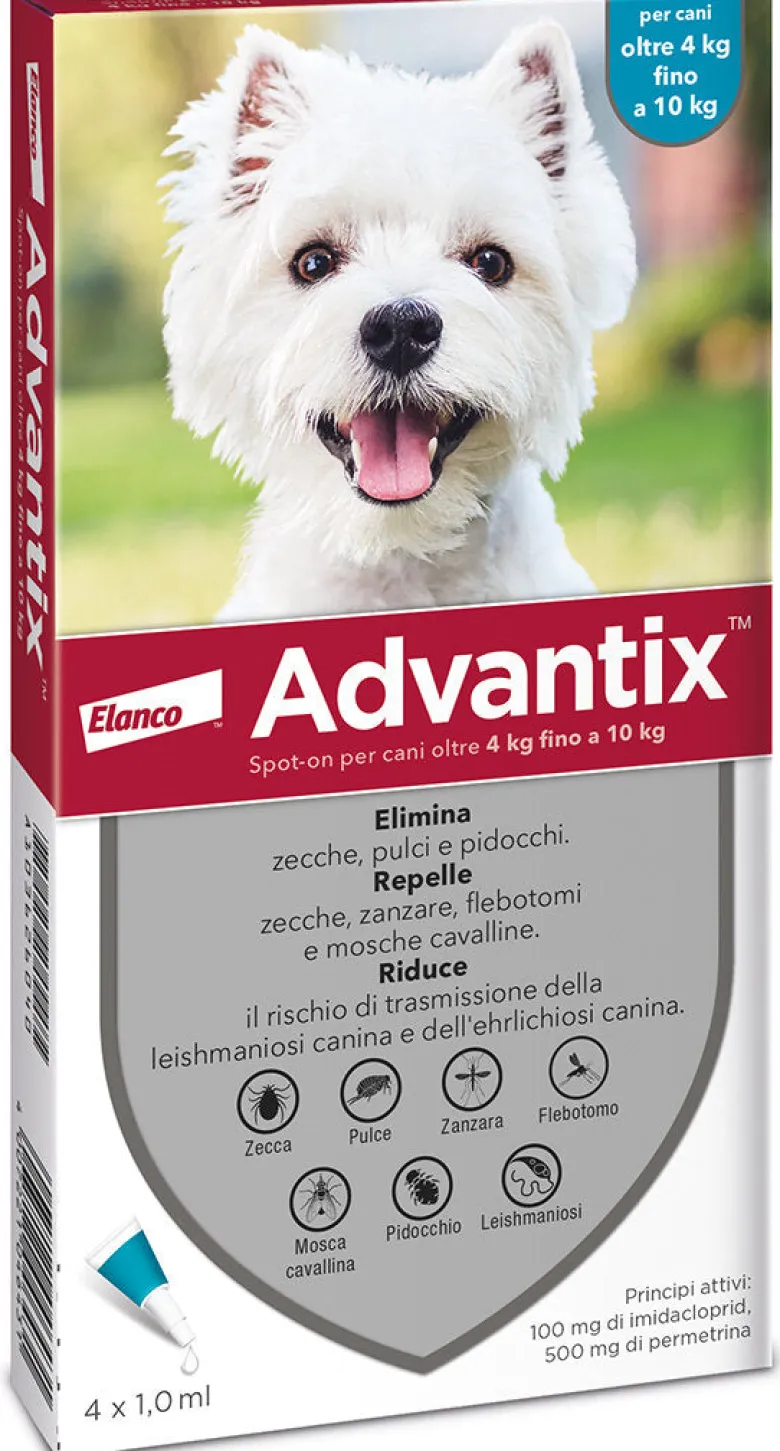 Advantix Spot-on per cani da 4 a 10kg 4 pipette (4 x 1,0ml)