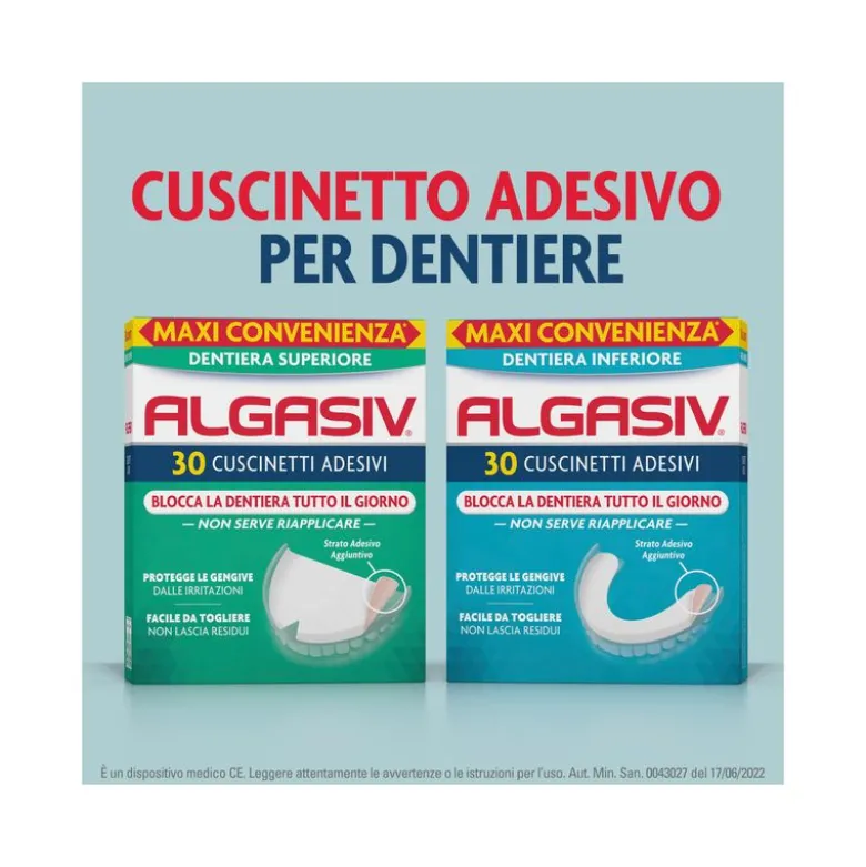 Algasiv Cuscinetti Adesivi Per Dentiera Inferiore Tenuta Forte Tutto Il Giorno 15 Pezzi