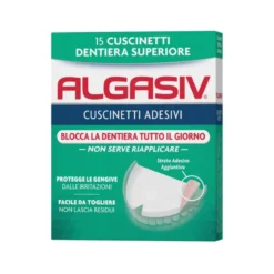 Algasiv Cuscinetti Adesivi Per Dentiera Superiore Tenuta Forte Tutto Il Giorno 15 Pezzi
