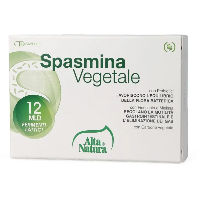 Alta Natura Spasmina Vegetale con probiotico favorisce la flora batterica 30 opercoli