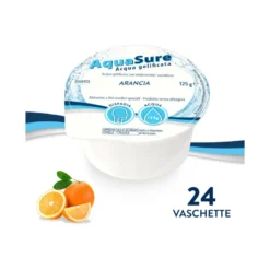 AquaSure Acqua Gel Gelificata Per Disfagia Gelatina Al Gusto Arancia 24x125g