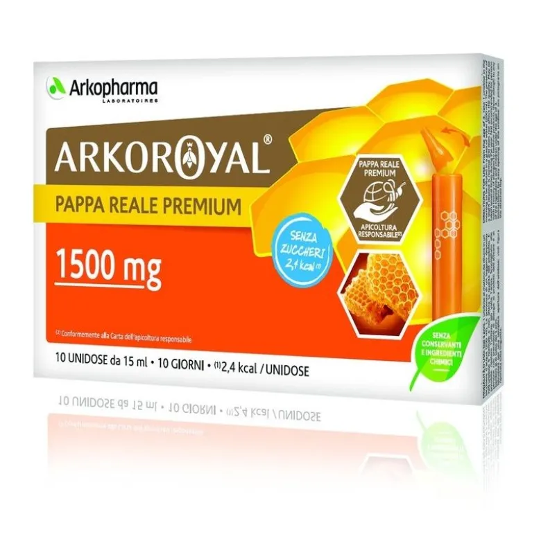 Arkopharma Arkoroyal Pappa Reale 1500mg Senza Zucchero 10 Flaconcini Da 15ml