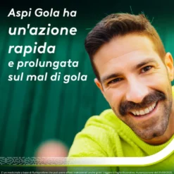 Aspi Gola Caramelle Antinfiammatorio per Gola Infiammata e Mal di gola 16 pastiglie Limone Miele