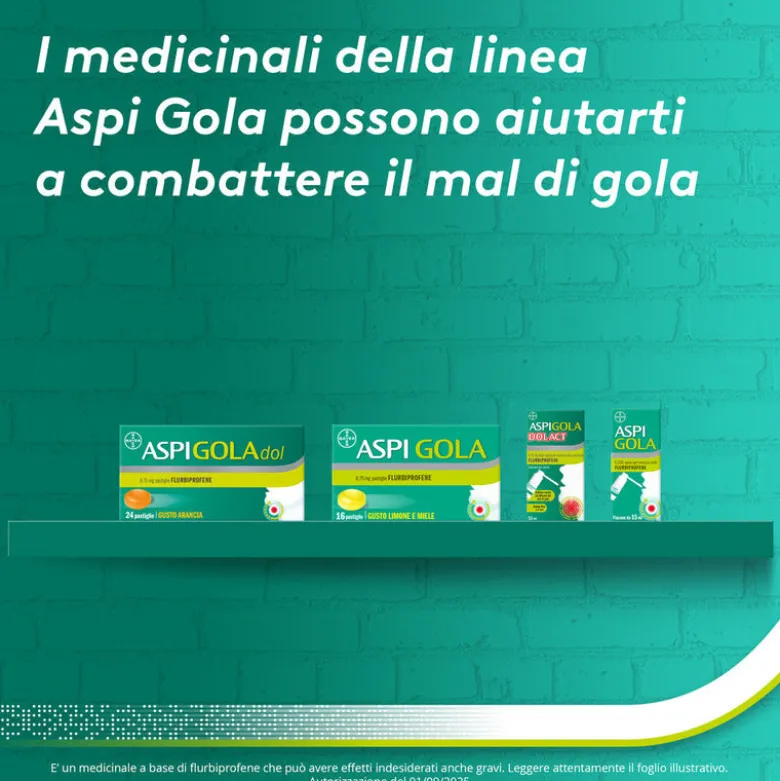 Aspi Gola Caramelle Antinfiammatorio per Gola Infiammata e Mal di gola 16 pastiglie Limone Miele