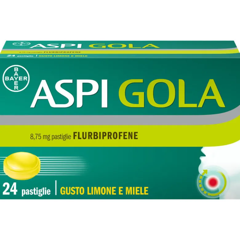 Aspi Gola Caramelle Antinfiammatorio per Gola Infiammata e Mal di gola 24 pastiglie Limone Miele