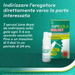 Aspi Gola Dolact Spray Antinfiammatorio e Antidolorifico per Mal di Gola Forte 15ml