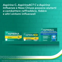 AspirinaACT C antinfiammatorio e antidolorifico per Febbre eInfluenza con Vitamina C 10 Cpr Eff