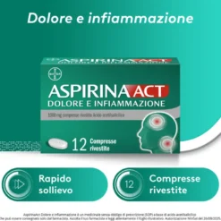 AspirinaAct Dolore e Infiammazione Antidolorifico Antinfiammatorio per Mal di Testa e Dolori 12 Cpr