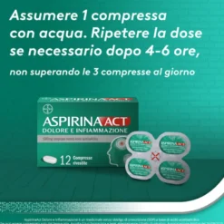 AspirinaAct Dolore e Infiammazione Antidolorifico Antinfiammatorio per Mal di Testa e Dolori 12 Cpr