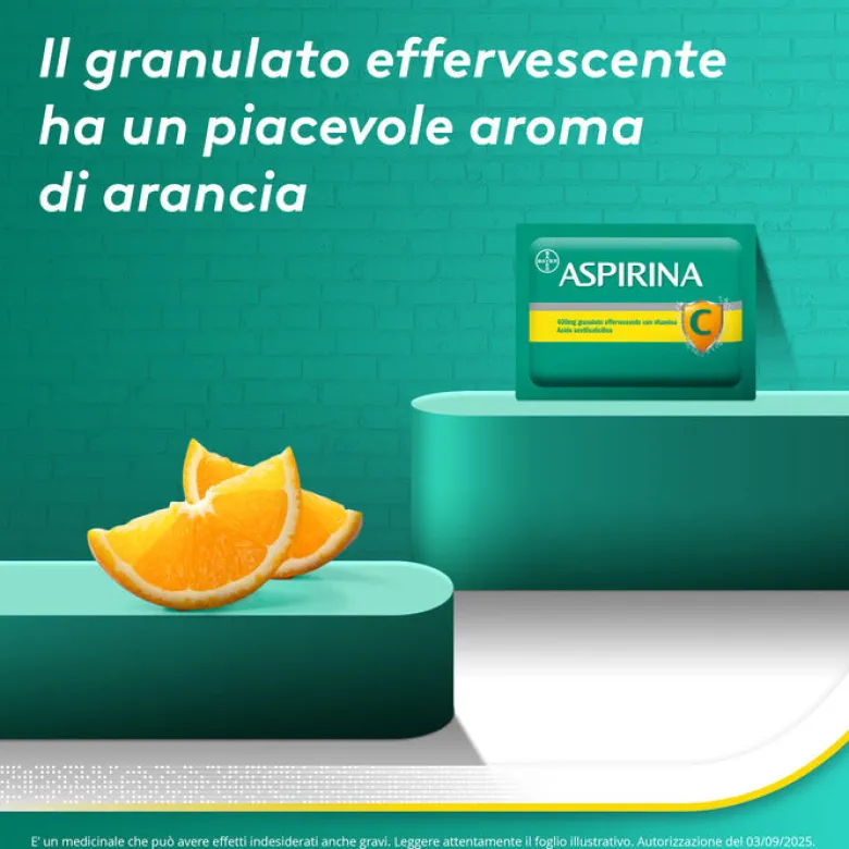 Aspirina C Antinfiammatorio e Antidolorifico per Influenza e Febbre con Vitamina C 10 Buste Arancia