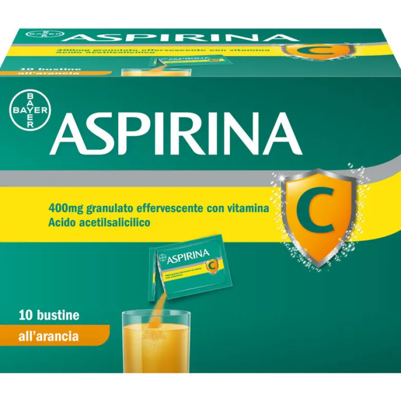 Aspirina C Antinfiammatorio e Antidolorifico per Influenza e Febbre con Vitamina C 10 Buste Arancia