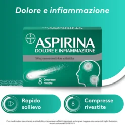 Aspirina Dolore e Infiammazione Antidolorifico Antinfiammatorio per Mal di Testa e Dolori 8 Cpr