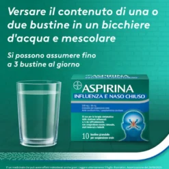 Aspirina Influenza e Naso Chiuso Antidolorifico Decongestionante contro Sintomi Influenzali 10 Buste