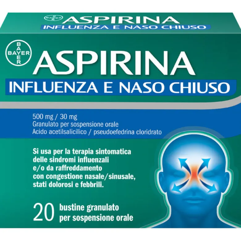 Aspirina Influenza Naso Chiuso 20 Buste - Antidolorifico e Decongestionante