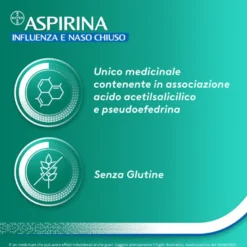 Aspirina Influenza Naso Chiuso 20 Buste - Antidolorifico e Decongestionante