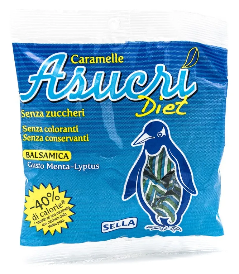 Asucri Diet Caramella Senza zucchero balsamica gusto Menta Lyptus 40g