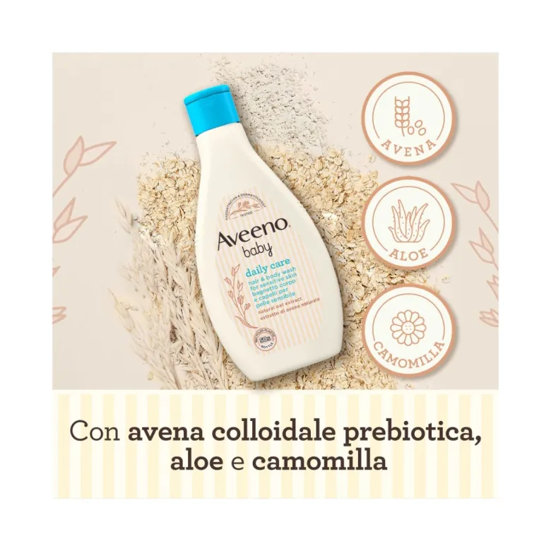 Aveeno Baby Daily Care Bagnetto Corpo E Capelli per Pelli Delicate, Senza Solfati e Parabeni, 250 ml