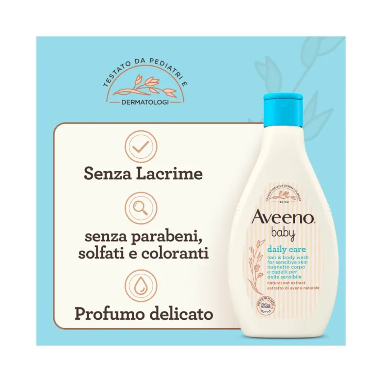 Aveeno Baby Daily Care Bagnetto Corpo E Capelli per Pelli Delicate, Senza Solfati e Parabeni, 250 ml