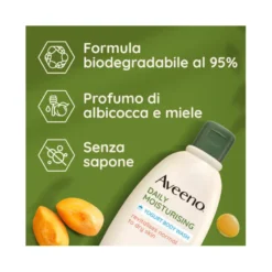 Aveeno Daily Moisturising Bagno Doccia Yogurt Albicocca Miele 300ml