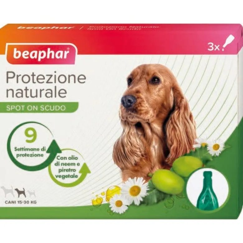 Beaphar Protezione Naturale Spot On Antiparassitario Cane Taglia Media 3 Pipette Da 2ml