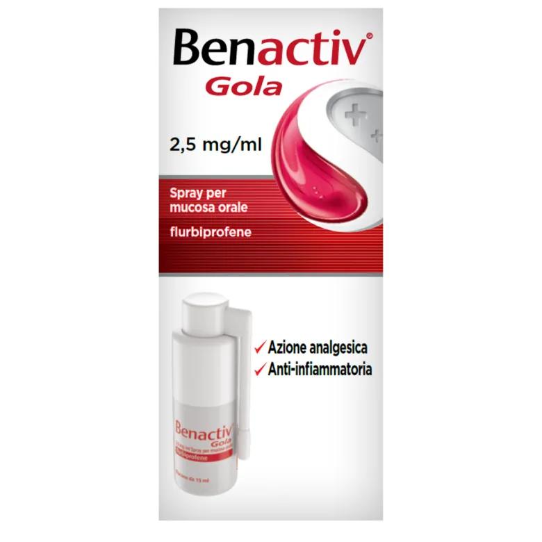 Benactiv Gola Spray Indicato per Mal di Gola 15ml
