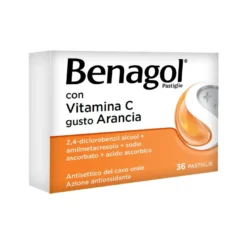 Benagol Antisettico per Bocca e Gola 36 Pastiglie Vit C Gusto Arancia