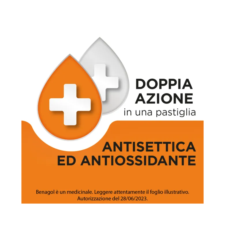Benagol Antisettico per Bocca e Gola 36 Pastiglie Vit C Gusto Arancia