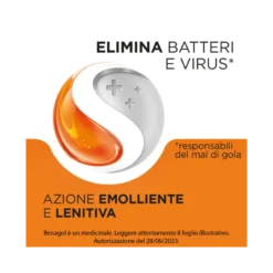 Benagol Antisettico per Bocca e Gola 36 Pastiglie Vit C Gusto Arancia