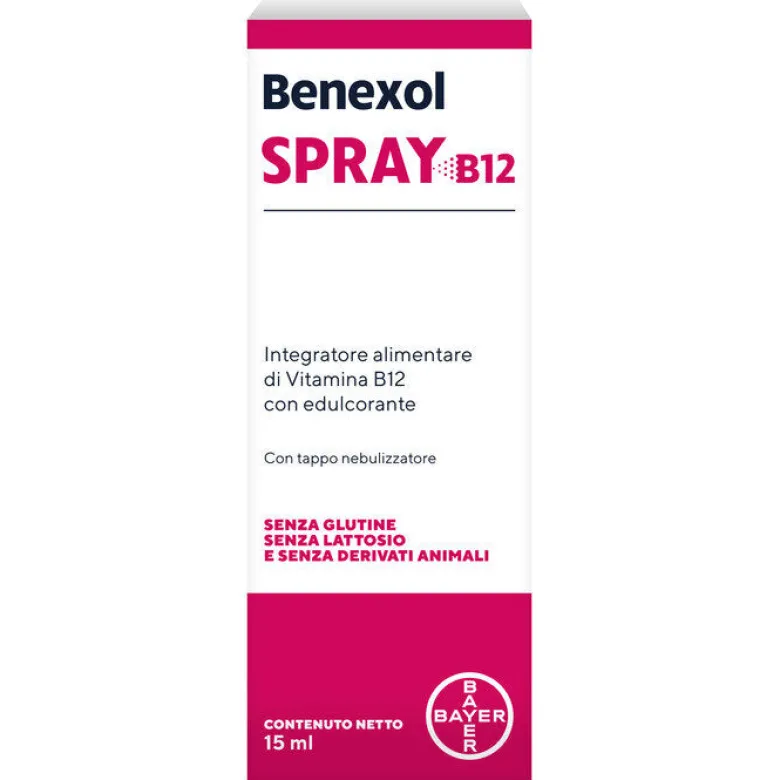 Benexol Spray Integratore alimentare di Vitamina B12 ad Alto Dosaggio con Edulcorante Flacone da 15ml