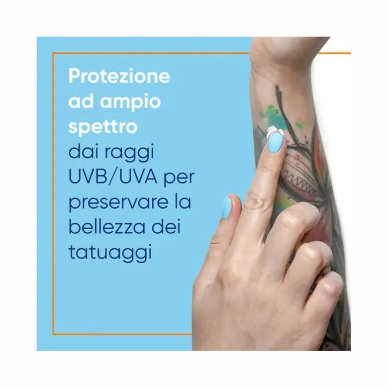 Bepanthenol Tattoo Crema Protezione Solare Molto Alta SPF50+ Per Tatuaggio Con Pantenolo 50ml