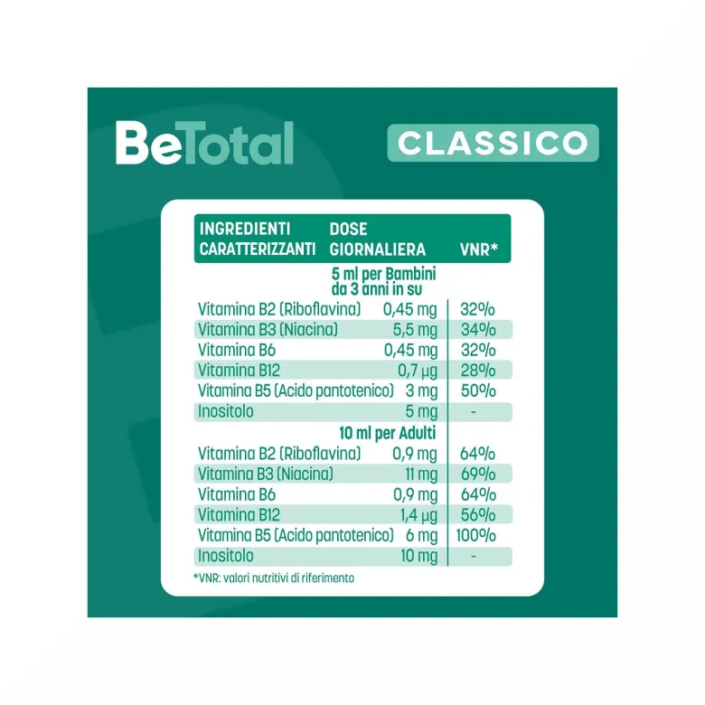 Be-Total Sciroppo Integratore Alimentare Vitamina B Sistema Immunitario Bambini Limone 100 ml
