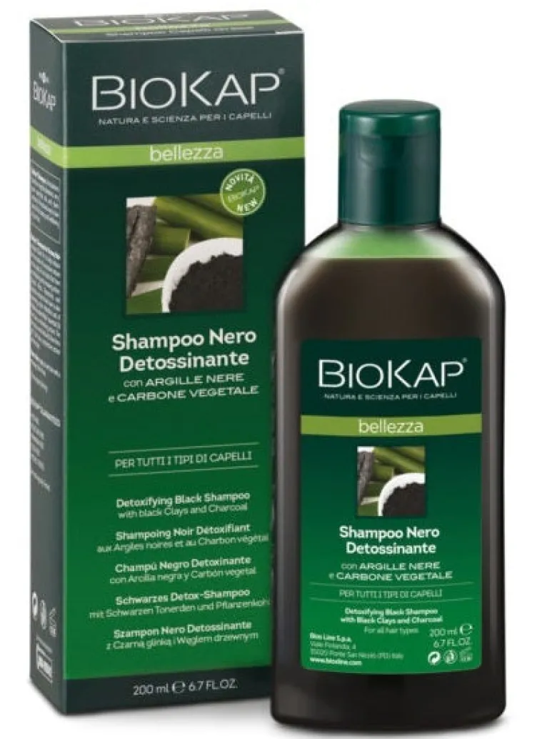 Biokap Bellezza shampoo nero detossinante per tutti i tipi di pelle 200ml