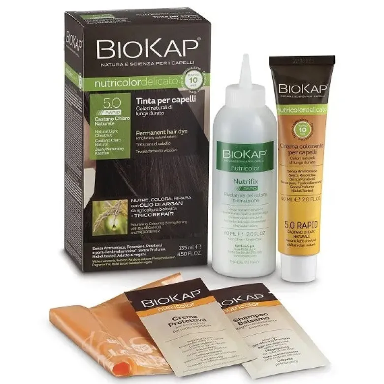 Biokap Nutricolor Delicato Rapid 5.0 tinta per capelli colore Castano Chiaro Naturale 135ml