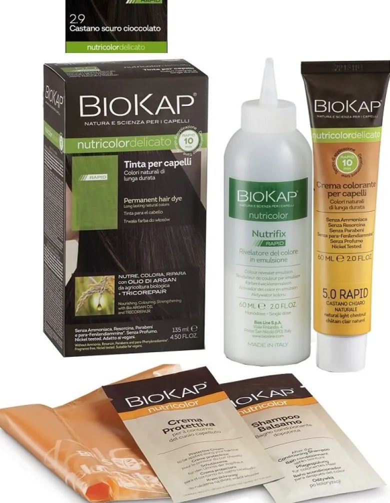 Biokap Nutricolor Delicato Rapid 2.9 tinta per capelli Castano Scuro Cioccolato 135ml