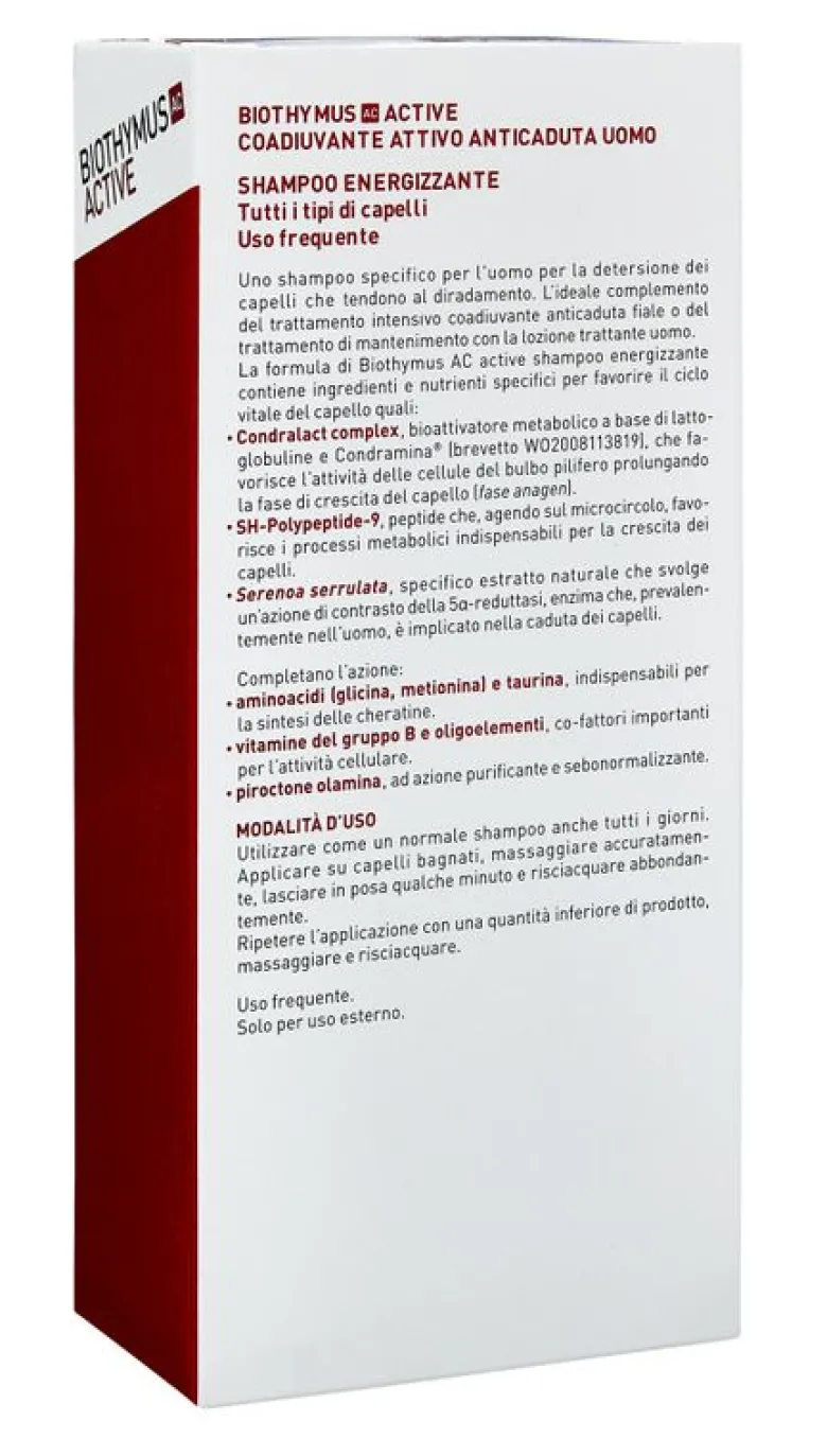 Biothymus Active Shampoo energizzante uomo uso frequente 200ml
