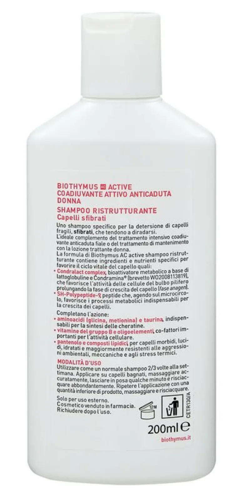 Biothymus Active shampoo ristrutturante donna 200ml