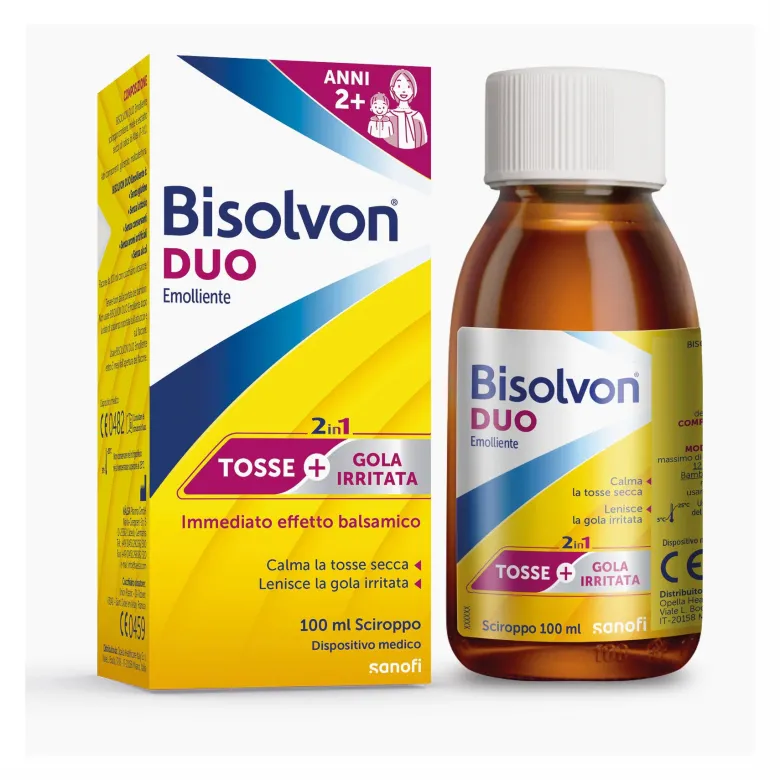 Bisolvon Duo Emolliente Sciroppo Contro Tosse e Gola Irritata 100 ml