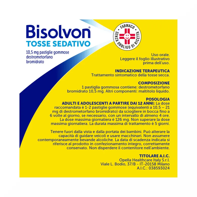 Bisolvon Tosse Sedativo Per Tosse Secca 20 Pastiglie Gommose