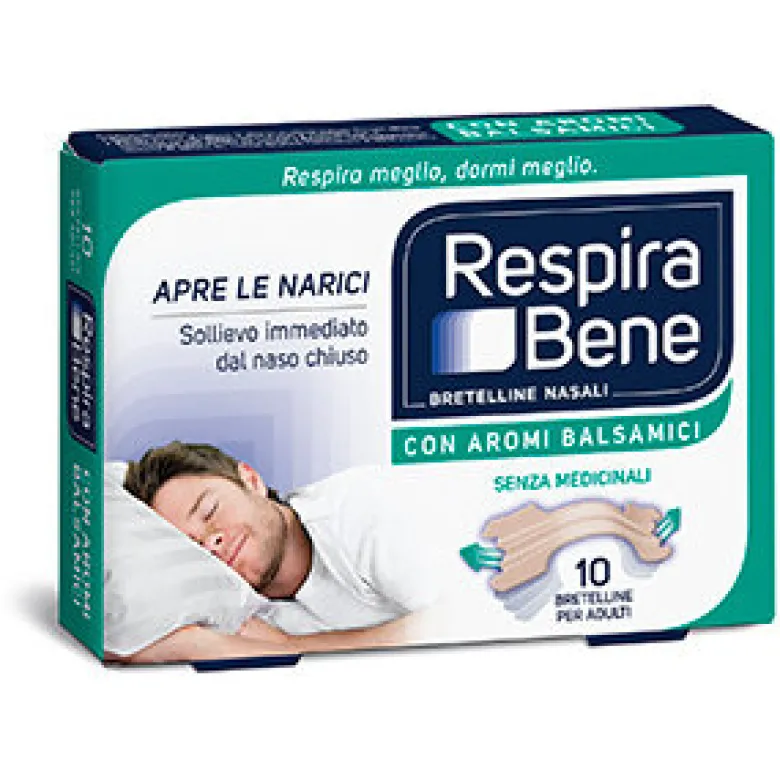 Breathe Right Cerotti Nasali Aromi Balsamici 10 Pezzi Sollievo Notturno