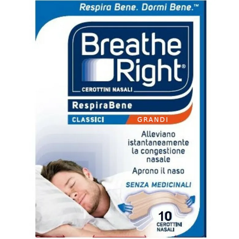 Breathe Right Classic cerottini nasali senza medicinali misura grande 10 pezzi
