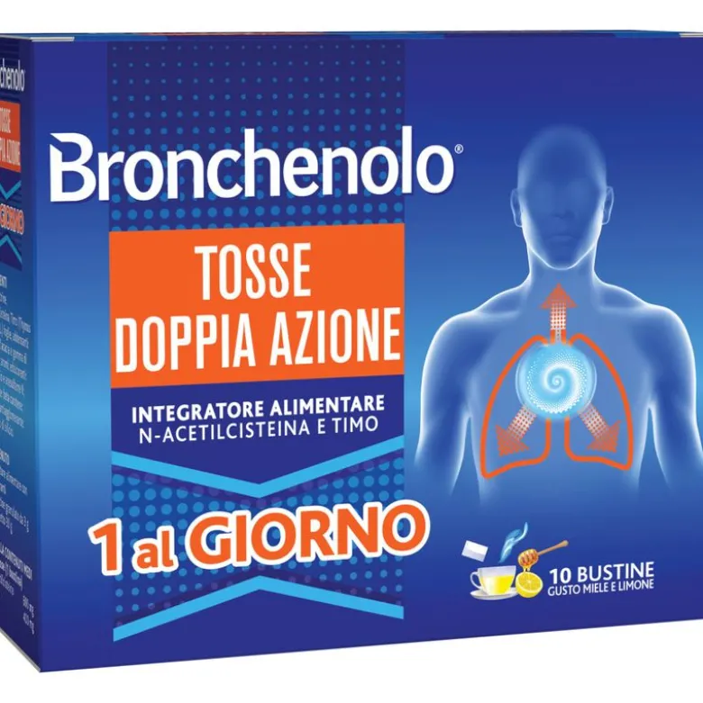 Bronchenolo Tosse Doppia Azione 10 bustine gusto Miele e Limone