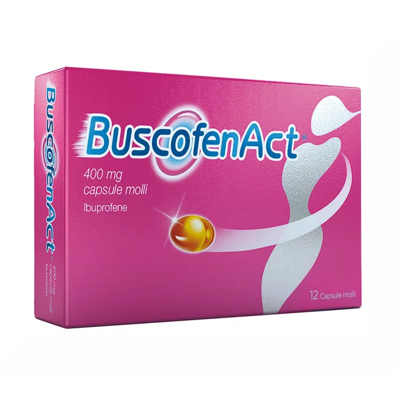 BuscofenAct 400 mg Con Ibuprofene Analgesico Contro Dolori Forti Da Ciclo 12 Capsule Molli