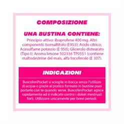 BuscofenPocket 400mg Con Ibuprofene Analgesico Contro Dolori Da Ciclo 10 Bustine