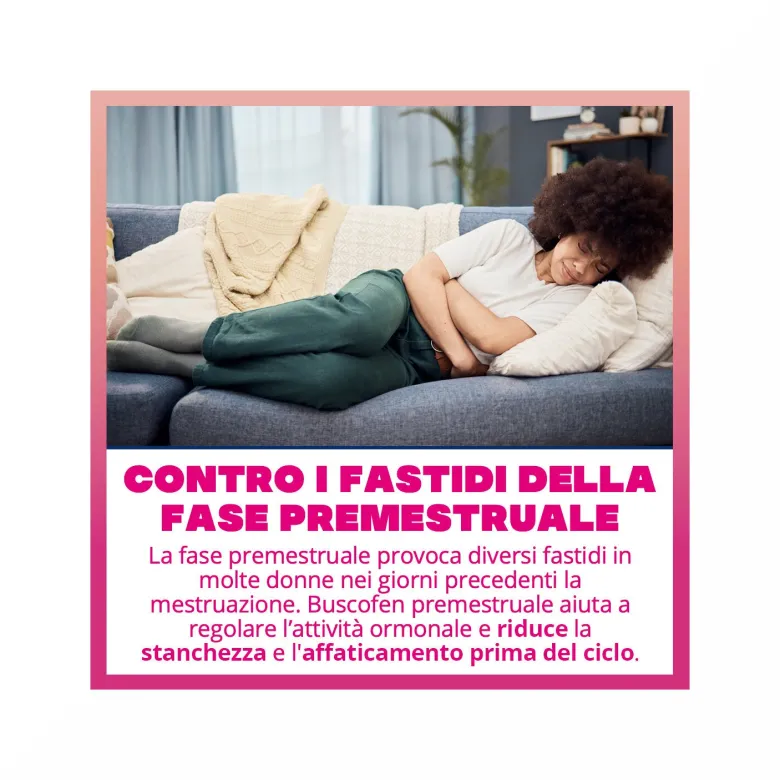 Buscofen Premestruale Integratore Alimentare, Magnesio, Vitamina B6, Vitamina E e Calcio, 15 Compresse Effervescenti